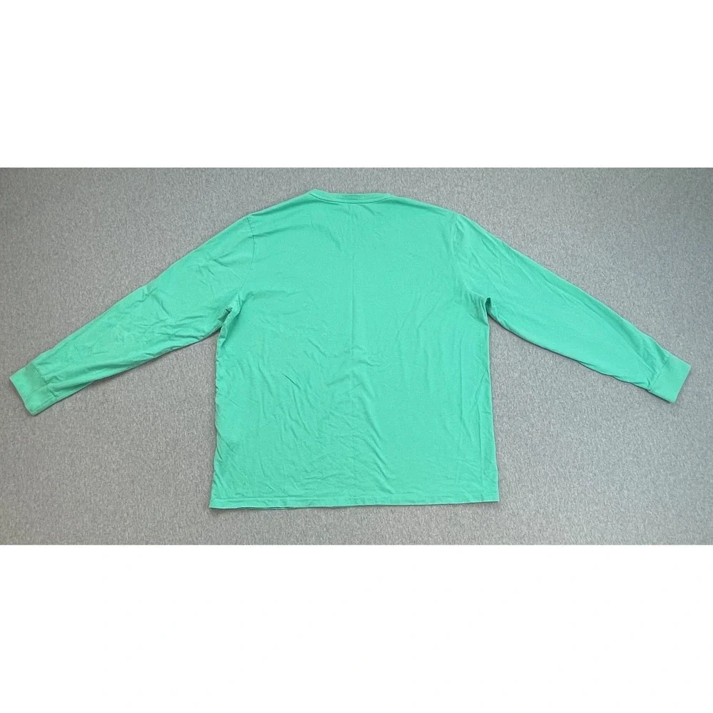 Polo Ralph Lauren T-Shirt Mens XL Green 100% Cotton Crew Neck Long Sleeve Pony